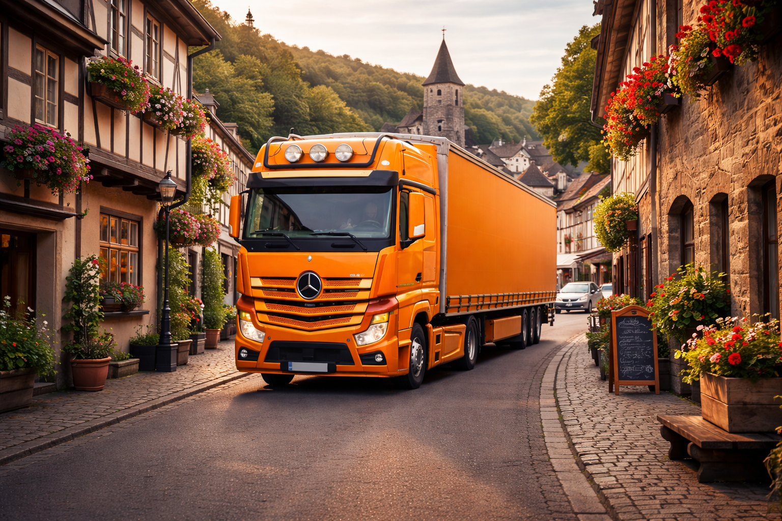 Luftaufnahme von Lkw auf der Straße